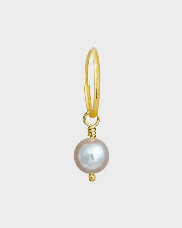 18K White Pearl Drop Earring, Single, 6mm